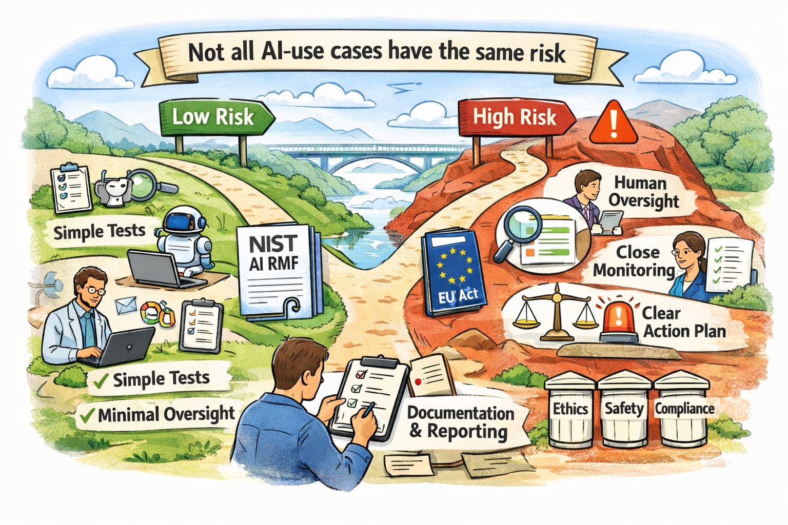 AI risk classification matrix with assessment criteria and governance controls